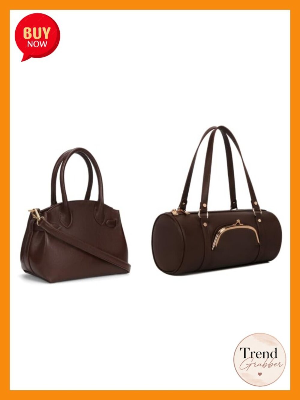 Top-Handle Barrel Bag with Kisslock Closure